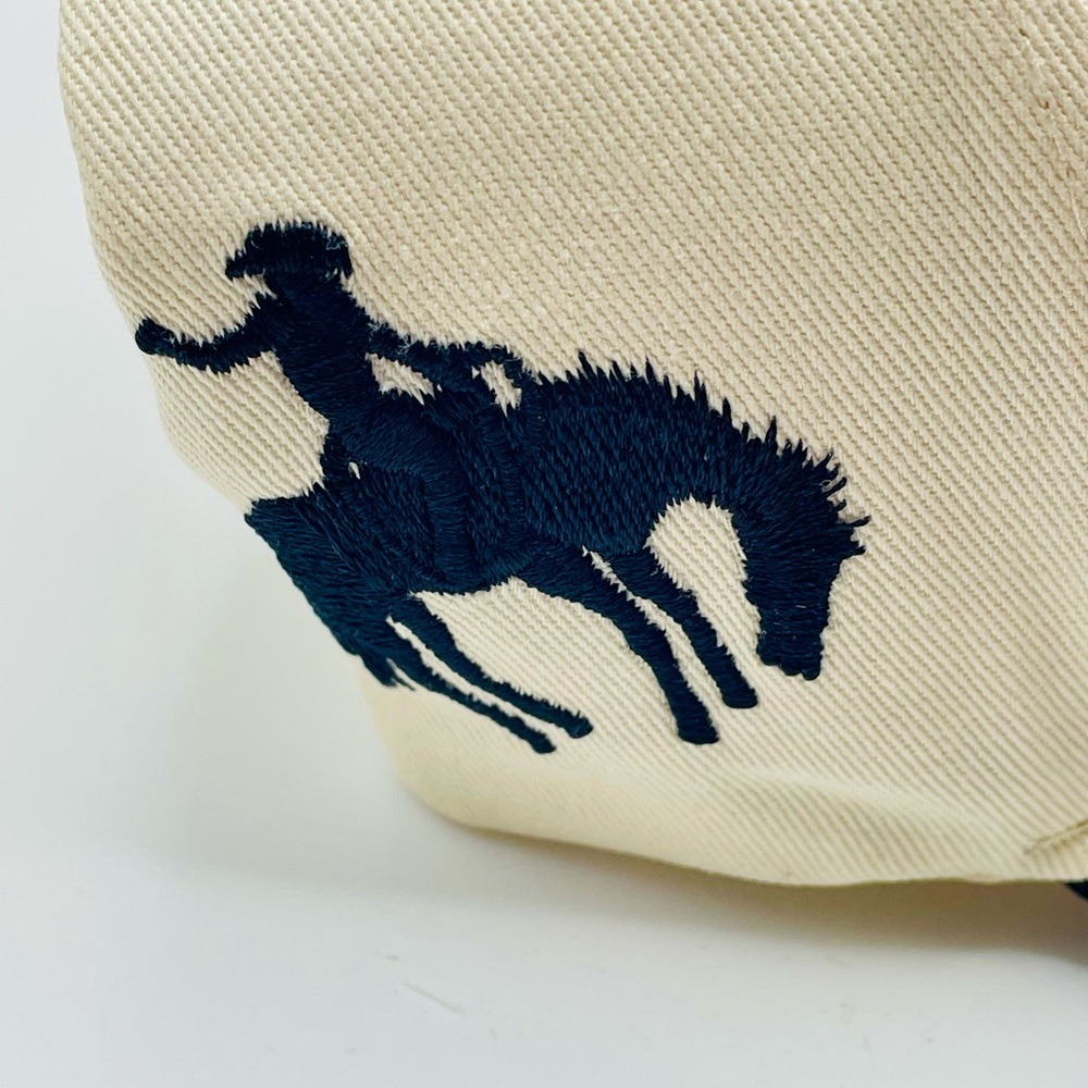 Howdy Embroidered 2 Tone Trucker Hat - Cream & Black. Cowboy Image on Side - Picture 4 of 7